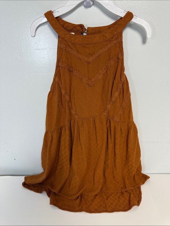 Tops - Maurices Rust Orange Chevron Lace Trim Halter Tank Top - Size M